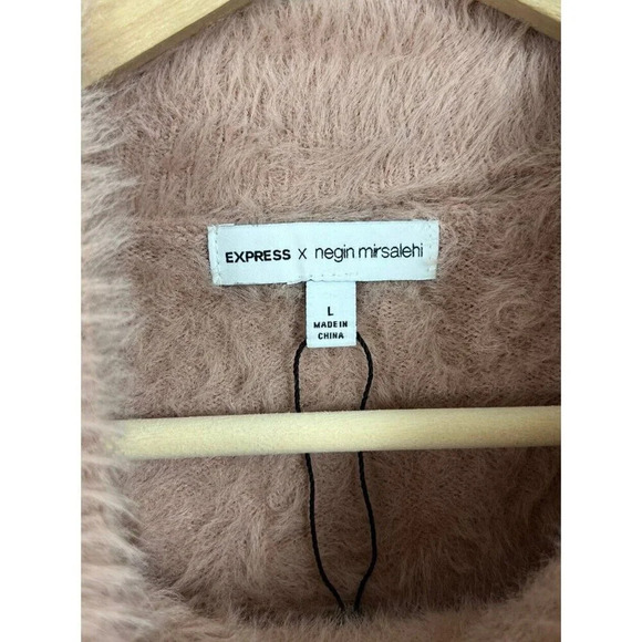 Express x Negin Mirsalehi Mock Neck Fuzzy Sweater Cozy Soft Lounge Size Large - Picture 5 of 7